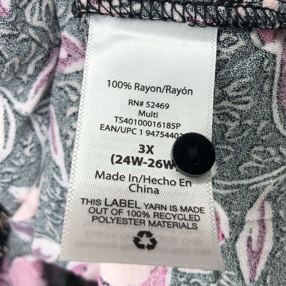 TERRA & SKY dress in black, pink, purple floral pattern with ruffled fla… - Picture 5 of 11